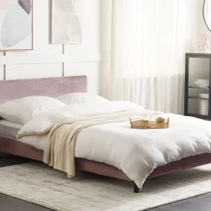 Bed Fluweel FITOU 140 x 200 cm Roze Bed Fluweel FITOU 140 x 200 cm Roze