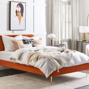 Bed Fluweel FLAYAT 160 x 200 cm Oranje