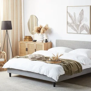 Bed Stof FITOU 160 x 200 cm Lichtgrijs Bed Stof FITOU 160 x 200 cm Lichtgrijs