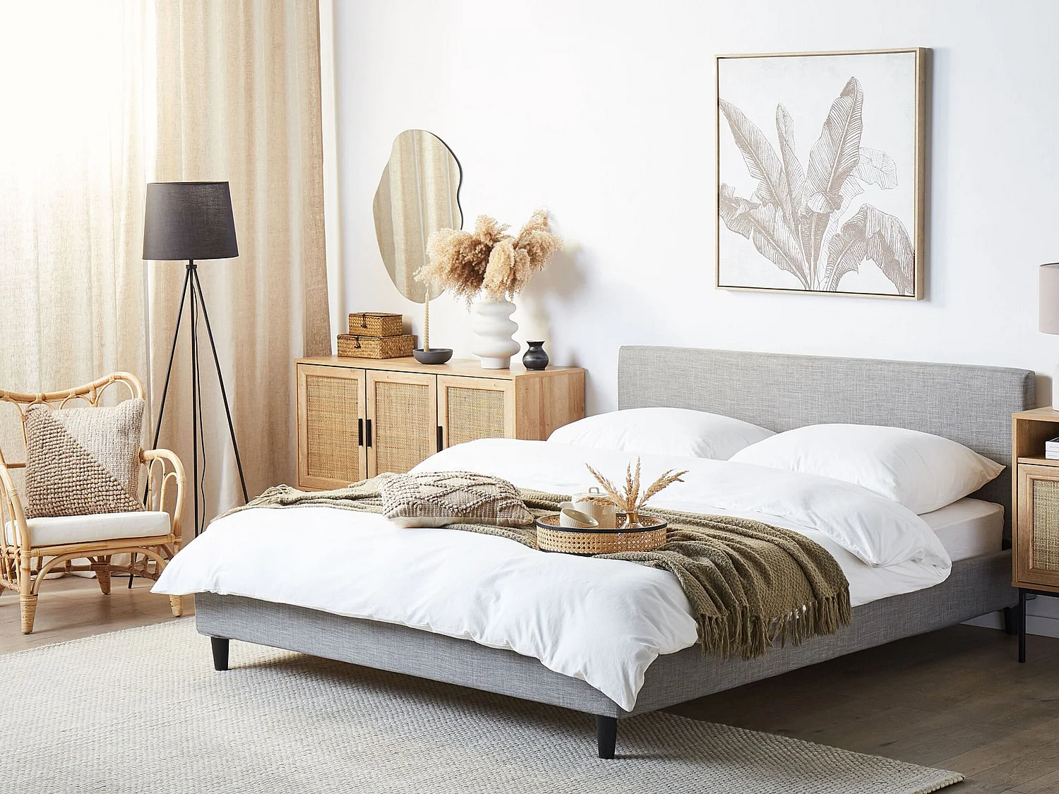 Bed Stof FITOU 160 x 200 cm Lichtgrijs