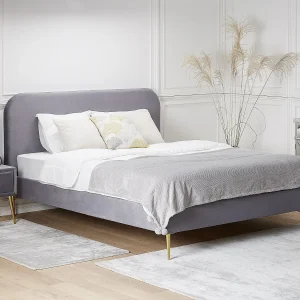 Bed Fluweel FLAYAT 140 x 200 cm Grijs