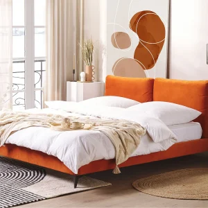 Bed Fluweel MELLE 180 x 200 cm Oranje Bed Fluweel MELLE 180 x 200 cm Oranje