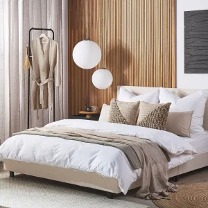 Bed Stof ALBI 160 x 200 cm Beige Bed Stof ALBI 160 x 200 cm Beige