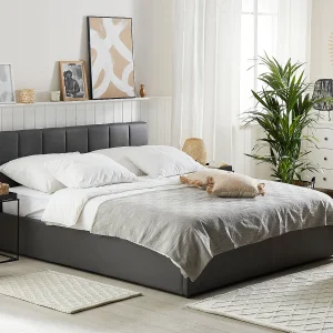 Bed met opbergruimte Kunstleer DREUX 160 x 200 cm Donkergrijs Bed met opbergruimte Kunstleer DREUX 160 x 200 cm Donkergrijs