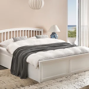 Bed met opbergruimte Dennenhout CLARBEC 160 x 200 cm Wit