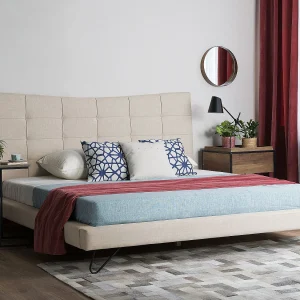 Bed Stof LANNION 160 x 200 cm Lichtbeige Bed Stof LANNION 160 x 200 cm Lichtbeige