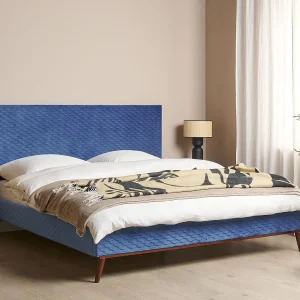 Bed Fluweel BAYONNE 180 x 200 cm Blauw Bed Fluweel BAYONNE 180 x 200 cm Blauw