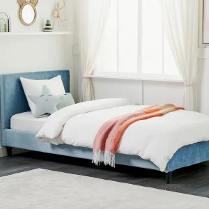 Bed fluweel lichtblauw 90 x 200 cm FITOU Bed fluweel lichtblauw 90 x 200 cm FITOU