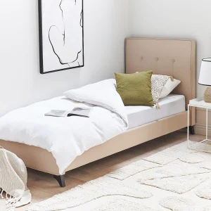 Bed stof beige 90 x 200 cm AMBASSADOR Bed stof beige 90 x 200 cm AMBASSADOR