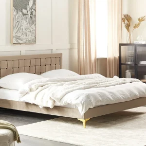 Bed Fluweel LIMOUX 180 x 200 cm Taupe