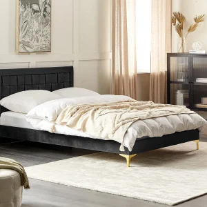 Bed Fluweel LIMOUX 140 x 200 cm Zwart