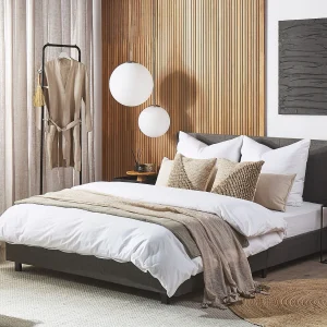 Bed Stof ALBI 160 x 200 cm Grijs Bed Stof ALBI 160 x 200 cm Grijs