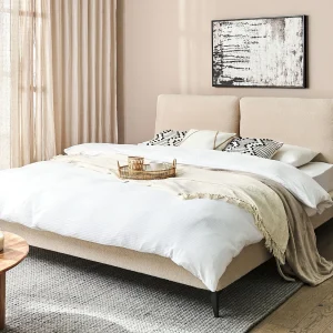 Bed Bouclé MELLE 180 x 200 cm Beige Bed Bouclé MELLE 180 x 200 cm Beige