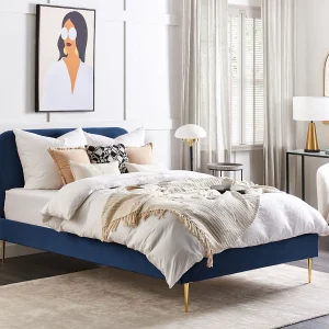 Bed Fluweel FLAYAT 140 x 200 cm Marineblauw
