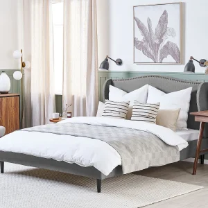 Bed Stof COLMAR 160 x 200 cm Grijs Bed Stof COLMAR 160 x 200 cm Grijs