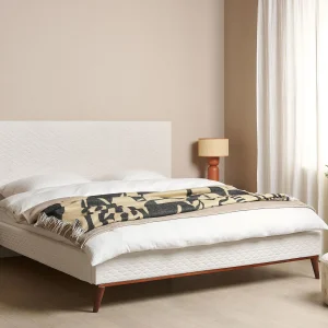 Bed Fluweel BAYONNE 180 x 200 cm Gebroken wit Bed Fluweel BAYONNE 180 x 200 cm Gebroken wit