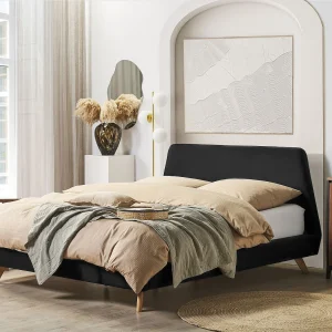 Bed Fluweel VIENNE 180 x 200 cm Zwart Bed Fluweel VIENNE 180 x 200 cm Zwart