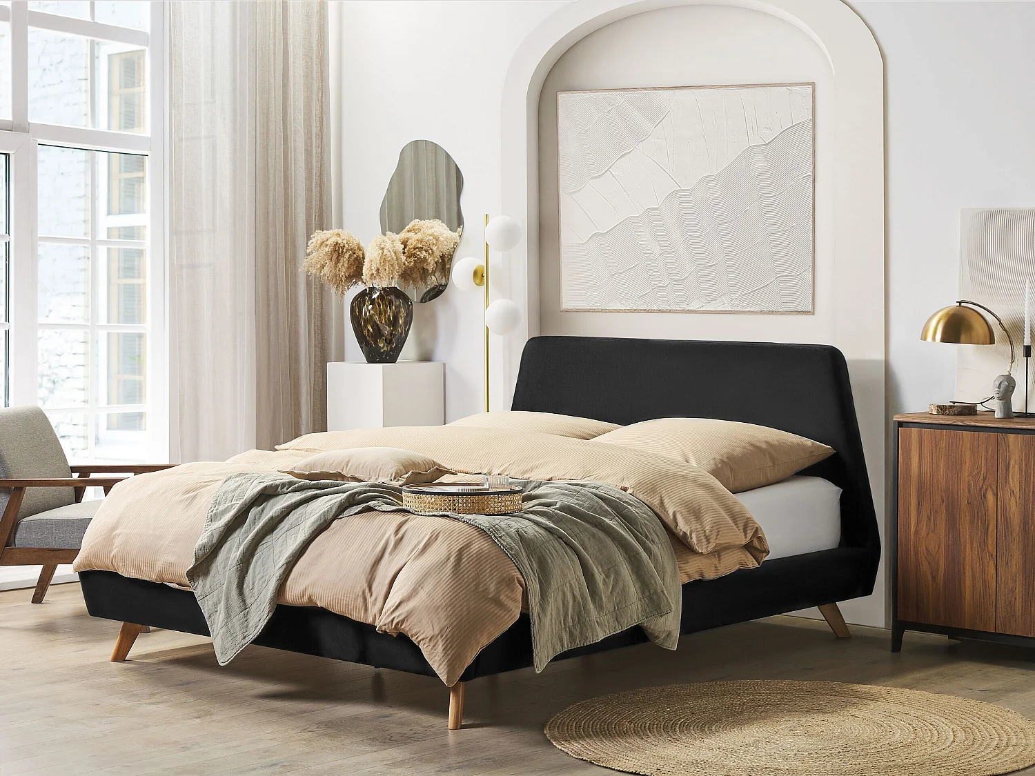 Bed Fluweel VIENNE 180 x 200 cm Zwart