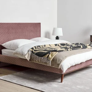 Bed Fluweel BAYONNE 140 x 200 cm Roze Bed Fluweel BAYONNE 140 x 200 cm Roze