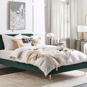 Bed Fluweel FLAYAT 160 x 200 cm Smaragdgroen
