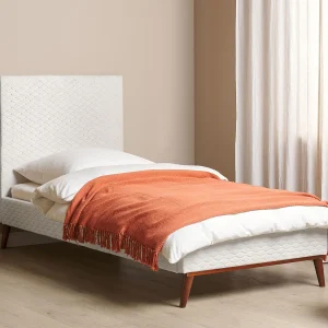 Bed Fluweel BAYONNE 90 x 200 cm Gebroken wit Bed Fluweel BAYONNE 90 x 200 cm Gebroken wit