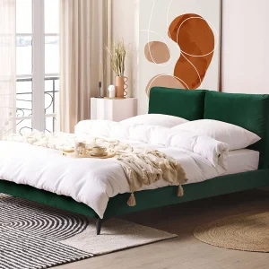 Bed Fluweel MELLE 160 x 200 cm Smaragdgroen Bed Fluweel MELLE 160 x 200 cm Smaragdgroen