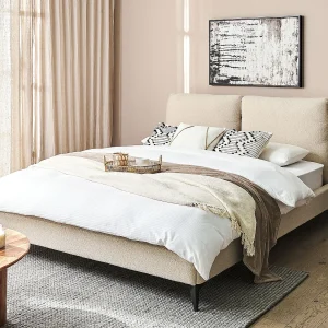 Bed Bouclé MELLE 160 x 200 cm Beige Bed Bouclé MELLE 160 x 200 cm Beige