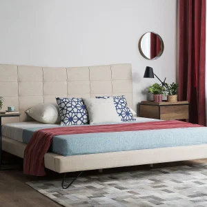 Bed Stof LANNION 180 x 200 cm Lichtbeige Bed Stof LANNION 180 x 200 cm Lichtbeige