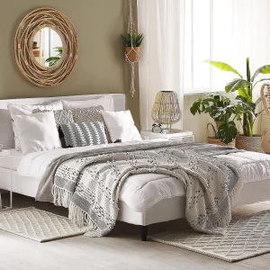 Bed Fluweel FITOU 160 x 200 cm Wit