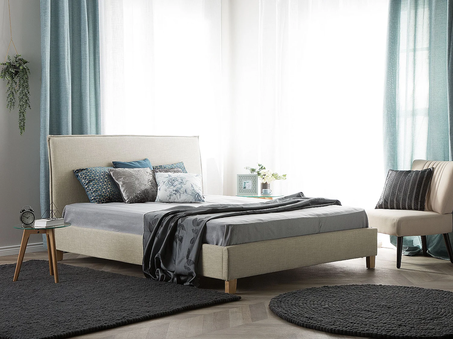 Bed Stof SENNEZ 180 x 200 cm Beige