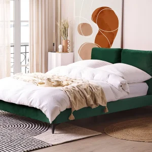 Bed Fluweel MELLE 140 x 200 cm Smaragdgroen Bed Fluweel MELLE 140 x 200 cm Smaragdgroen