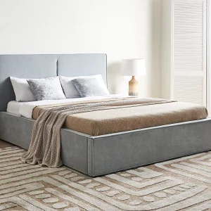 Bed met opbergruimte Stof MOISSAC 160 x 200 cm Lichtblauw Bed met opbergruimte Stof MOISSAC 160 x 200 cm Lichtblauw
