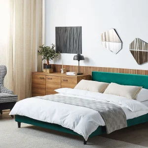 Bed Fluweel FITOU 160 x 200 cm Donkergroen Bed Fluweel FITOU 160 x 200 cm Donkergroen