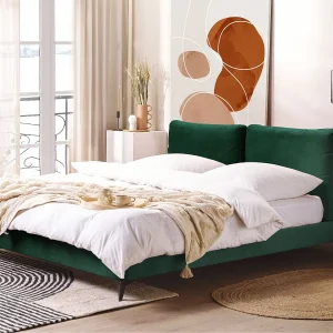 Bed Fluweel MELLE 180 x 200 cm Smaragdgroen Bed Fluweel MELLE 180 x 200 cm Smaragdgroen
