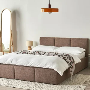 Bed met opbergruimte Bouclé BOUSSE 140 x 200 cm Taupe