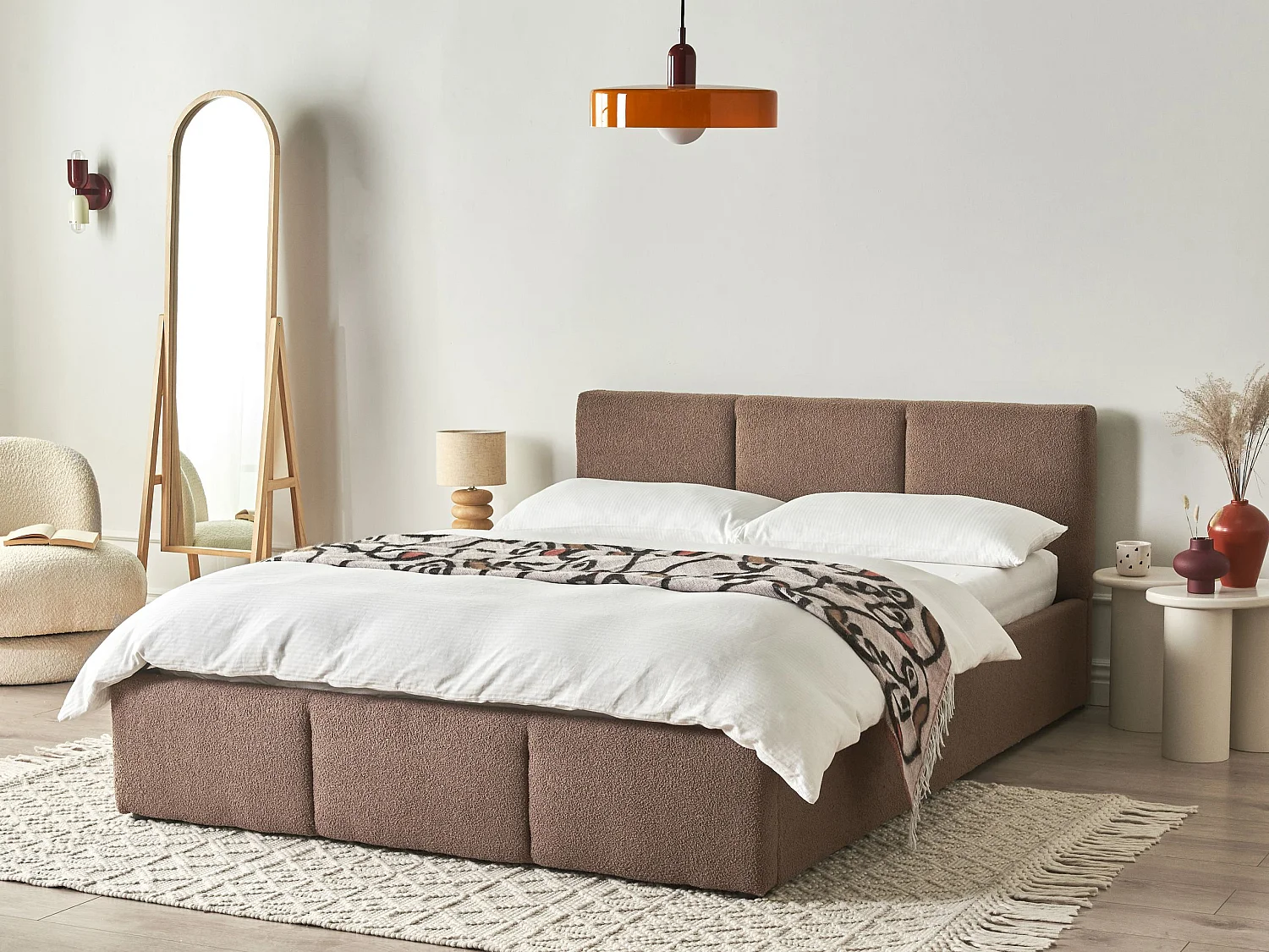 Bed met opbergruimte Bouclé BOUSSE 140 x 200 cm Taupe