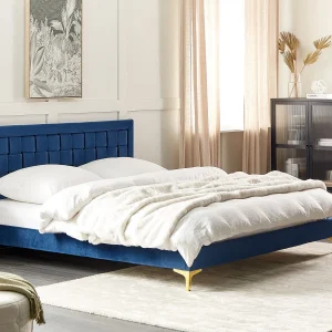 Bed Fluweel LIMOUX 180 x 200 cm Marineblauw