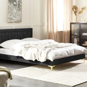 Bed Fluweel LIMOUX 160 x 200 cm Zwart