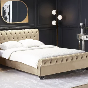 Bed Fluweel AVALLON 160 x 200 cm Beige