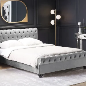 Bed Fluweel AVALLON 140 x 200 cm Grijs