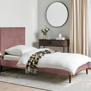 Bed fluweel roze 90 x 200 cm BAYONNE Bed fluweel roze 90 x 200 cm BAYONNE