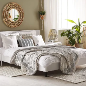 Bed Fluweel FITOU 180 x 200 cm Wit