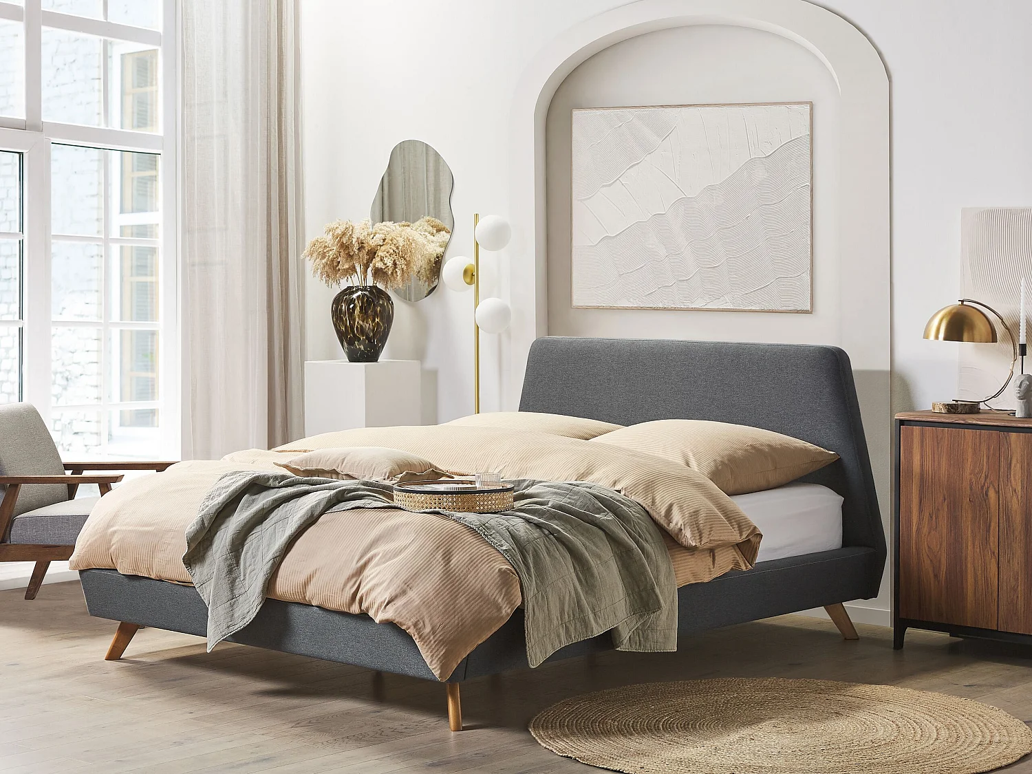 Bed Stof VIENNE 180 x 200 cm Grijs