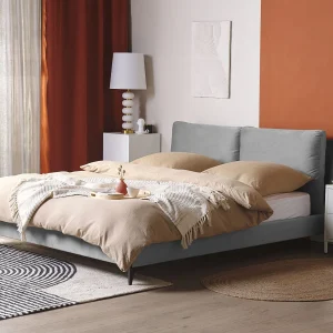 Bed Fluweel MELLE 180 x 200 cm Grijs Bed Fluweel MELLE 180 x 200 cm Grijs