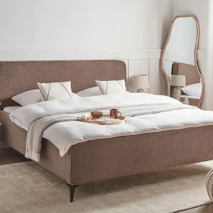 Bed Bouclé VALOGNES 180 x 200 cm Bruin