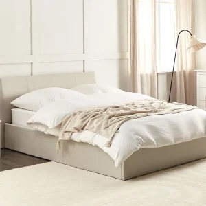 Bed met opbergruimte Stof ORBEY 140 x 200 cm Lichtbeige Bed met opbergruimte Stof ORBEY 140 x 200 cm Lichtbeige