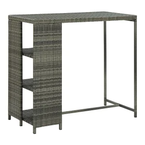 Bartafel met opbergrek 120x60x110 cm poly rattan grijs Bartafel met opbergrek 120x60x110 cm poly rattan grijs