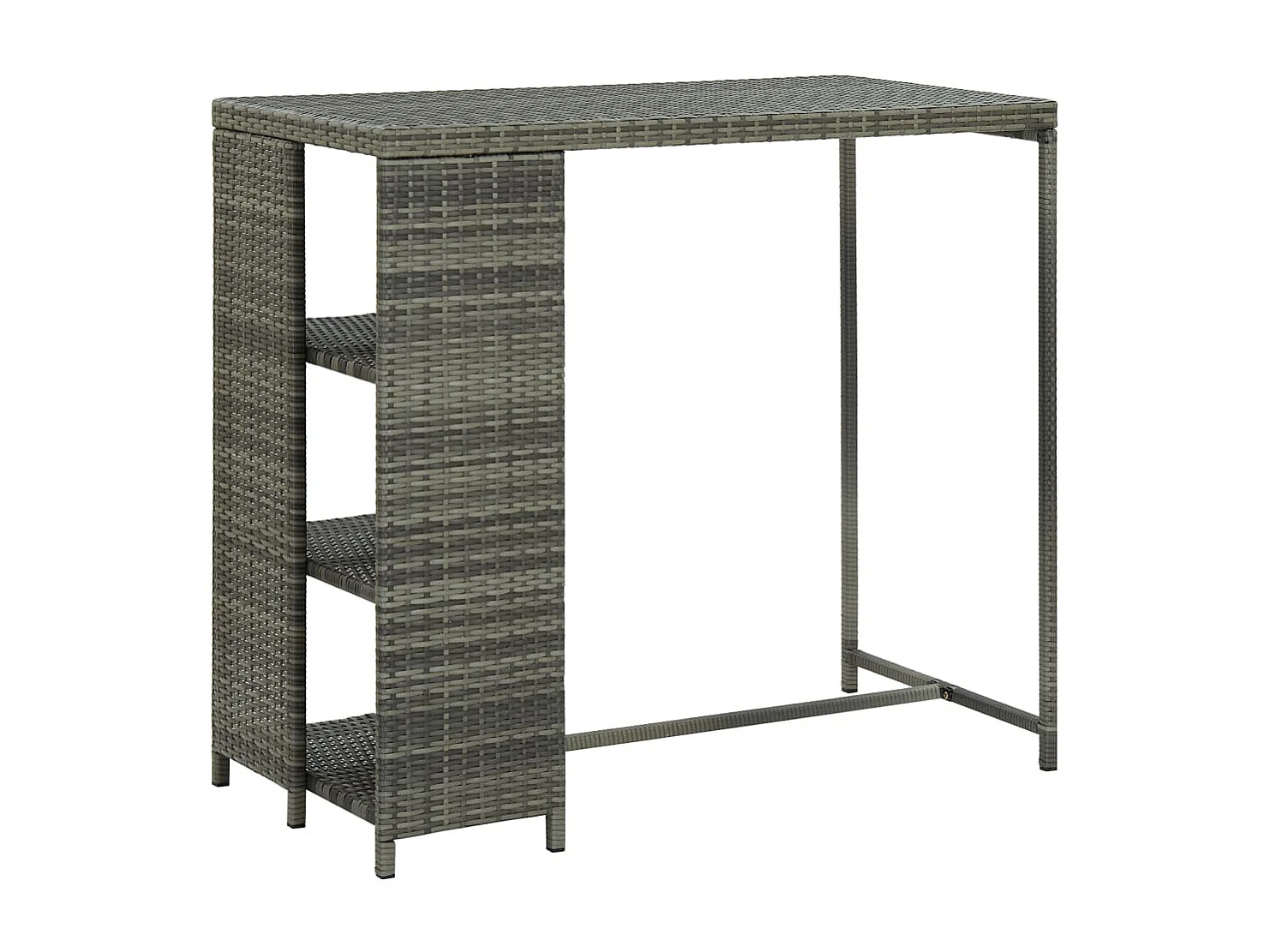 Bartafel met opbergrek 120x60x110 cm poly rattan grijs
