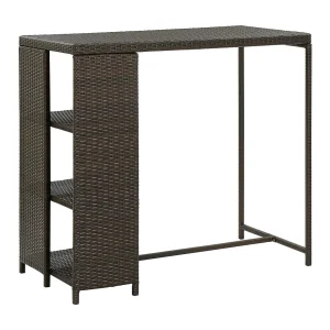 Bartafel met opbergrek 120x60x110 cm poly rattan bruin Bartafel met opbergrek 120x60x110 cm poly rattan bruin