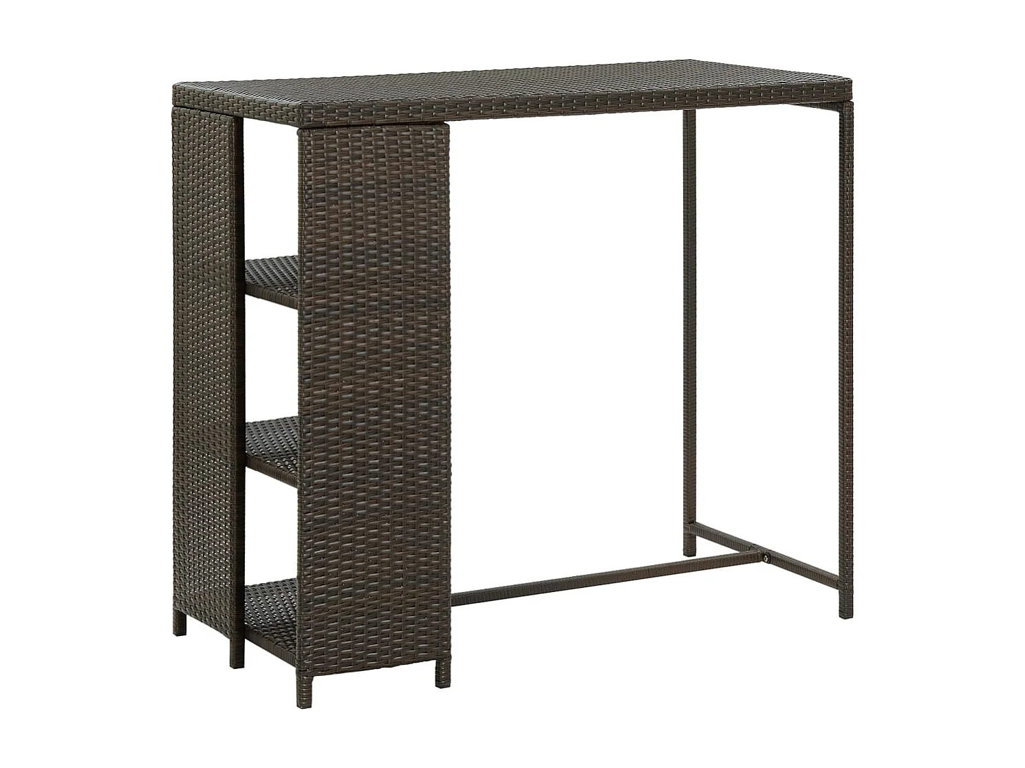 Bartafel met opbergrek 120x60x110 cm poly rattan bruin